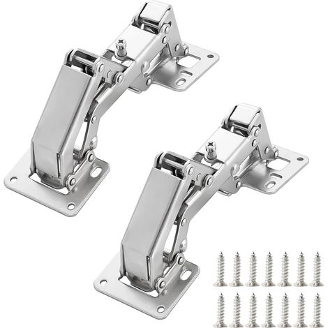 Lot de 2 Charnières de porte pour armoires de cuisine de 170 degrés + 16 vis - Charnières de porte grand angle - Pas de fente requise - Facile à installer (1/5)