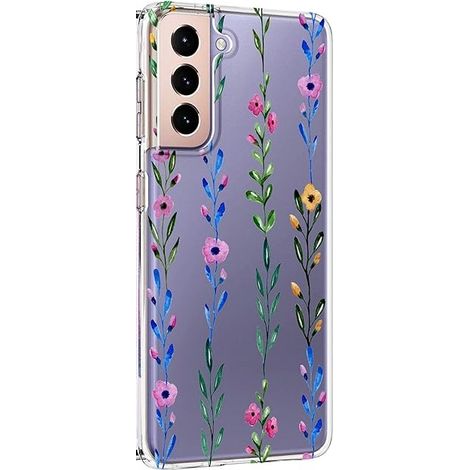 CUSTODIA IN SILICONE PER SAMSUNG GALAXY S21+ TRASPARENTE CON FIORI COLORATI (1/5)