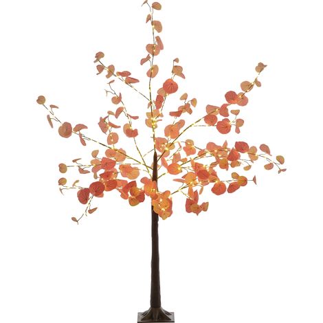 Lampe sapin orange 150 cm avec 245 LED et socle pour décoration de Noël intérieure et extérieure, luminaire design sobre pour fêtes pratique et lumineux