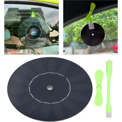 Ventilador solar USB redondo para coche, de una sola función, con panel de silicio monocristalino – 5 W (1/5)