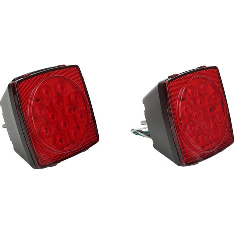 Paire de lumières carrées LED 12V, feu de frein arrière de remorque, haute luminosité pour camping-cars, bateaux, motoneiges (1/5)