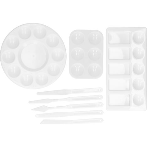 8pcs Plastic Painting Scraper Palette Set Easy Cleaning Reusable for Drawing Watercolor Kit (1/5)