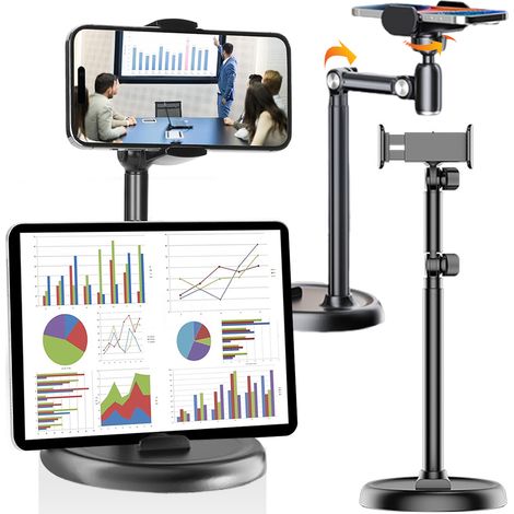 1 support de téléphone portable réglable, 360°, base stable, compatible iPhone iPad Switch Kindle, pour bureau cuisine chevet (1/5)