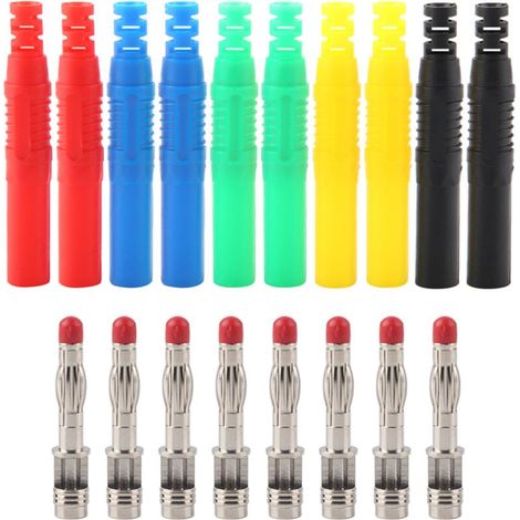 Bananenstecker-Adapter, Bananenstecker P3013, isoliert, 4 mm, vernickelt, kupferplattiert, gerade, 4 mm Bananenstecker – 10er-Packung (1/4)