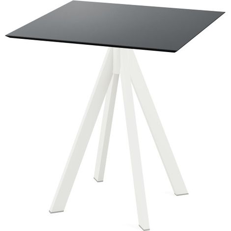 Infinity table de bistrot avec piètement blanc + plateau HPL noir 70x70 cm - Feros (1/3)