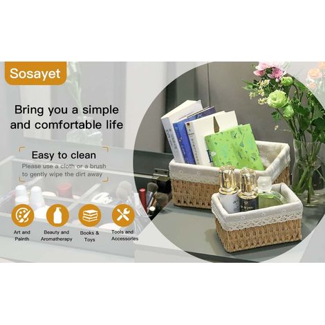 Paniers et boîtes de Rangement Couffin osier deco salle de bain Table à langer Organisateur Chambre d'enfant Boîtes Panier petit lot de 3 en tissé recyclable (1/5)