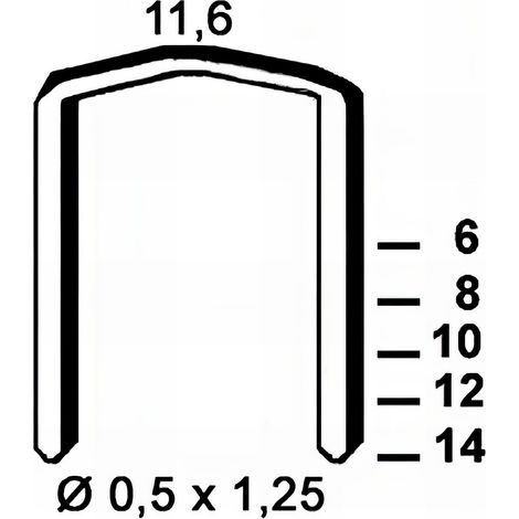 4 000 agrafes galvanisées FB-12 - 11,6 x 12 x D. 0,5 x 1,25 mm - 6FB121 - Alsafix