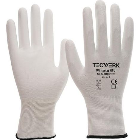 TECWERK Handschuhe Whitestar NPU Gr.9 (XL) weiß EN 388 PSA II TECWERK