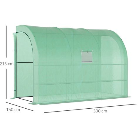 Serre murale avec étagères et fenêtres, en acier avec film résistant à l'hiver, idéale pour balcon et jardin. Modèle 300 x 150 x 213 cm, parfait pour la culture de tomates, légumes, fleurs, plantes et (1/5)