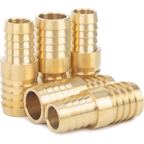 Brass 12mm x 16mm Barb Hose Fitting Straight Splicer for Vehicle Fuel System, Car Heater and Cooler (Pack of 5)