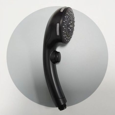 Soffione doccia cromato nero con pulsante di arresto, doccetta a mano, soffione singolo, 1 pezzo