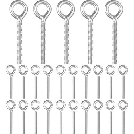 25 Pcs Boulons à Oeil M6, pour Piton à Visser Inox, Vis à Anneau de Levage en Acier Inoxydable 304, Boulons à œil en Acier Inox, Anneaux de levage avec Filetage pour Fixation et Suspension (1/5)
