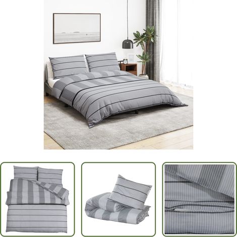 vidaXL Housse de couette gris - Ensemble de housse de couette Gris 200x200 cm Coton (1/5)