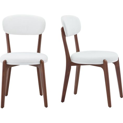 2er Set Esszimmerstühle aus Leinen für Küche und Wohnzimmer, Metallgestell, Weiß (1/5)