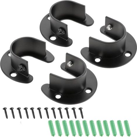 Support De Tringle À Rideaux - Acier Inoxydable - Diamètre 32 Mm - Pour Armoire Et Rangement Intérieur - Lot De 4