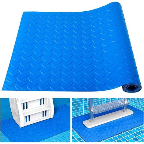 Tapis antidérapant pour échelle de piscine – 23x90 cm – Bleu – Forme feuille – Sécurité (1/5)
