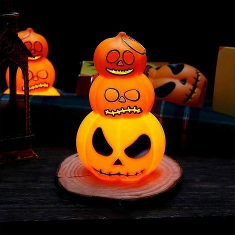 Décorations d'Halloween 2025 : Lanterne citrouille LED portable pour la maison, la cour, le bar, les fêtes et les tables de bureau (1/4)