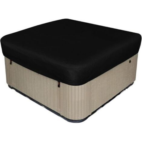 Housse de spa d'extérieur imperméable et résistante aux intempéries, housse de protection carrée pour jacuzzi, protection UV robuste, (noir, 218 x 218 x 30 cm)