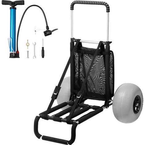 VEVOR Carrito de Playa con Ruedas Sólidas de PE Grandes para Arena, Plataforma de Carga de 760 x 390 mm, Carro de Arena Plegable, Carro Resistente para pícnica, Camp, Pesca, Playa, Jardinería
