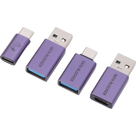 Bloqueur de données USB A mâle vers USB C femelle Defender Refuse Hacking pour toute charge rapide de téléphone portable USB (1/5)