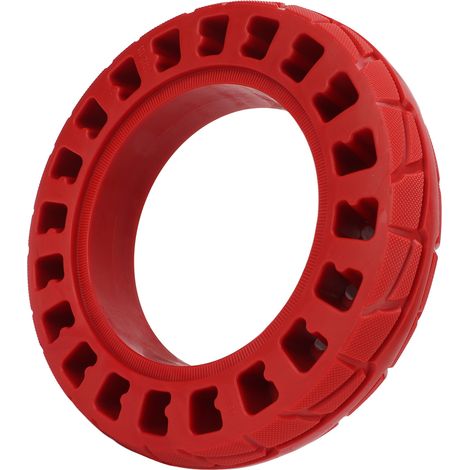Pneu de trottinette électrique Xiaomi 10 pouces rouge, antichoc et résistant aux chocs, double structure alvéolaire en caoutchouc, pour trottinette Xiaomi. (1/5)
