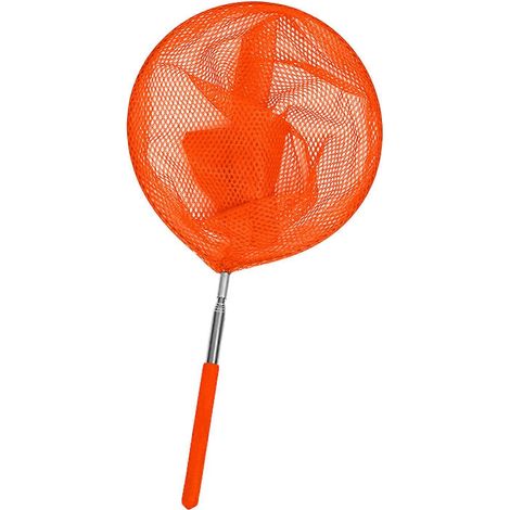 Épuisette de pêche pour enfants avec manche télescopique en acier inoxydable, sans danger pour la pêche en eau douce et en eau salée, orange. (1/5)