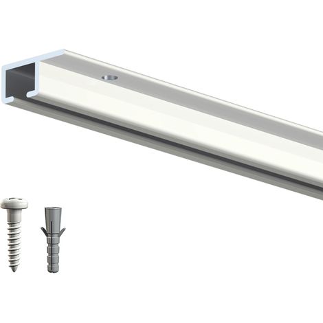 Cimaise plafond top rail 200 cm – Aluminium extrudé noir anodisé – Pré-percée tous les 12,5 cm – Charge max 20 kg/m – Artiteq