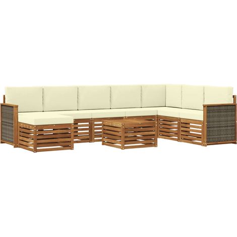 Outdoor-Sofagarnitur 7 Stk. Natur und Creme vidaXL (1/5)