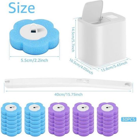 Brosse de toilette,,avec têtes de rechange pour tige de toilette,brosse WC avec recharge de nettoyant et Bnc + 30 (1/5)