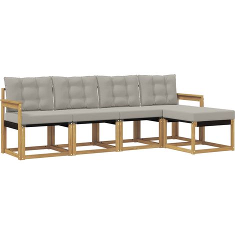 Set di divani da esterno 5 pcs Bianco e Grigio Chiaro vidaXL