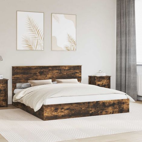 Aufbewahrungsbett Geräucherte Eiche 180 x 200 cm Holzwerkstoff