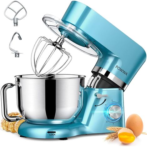 1500 W Kitchen Mixer with Electric Mixer, Whisk, Lid, Bowl 6.2 L - Blue (1/5)