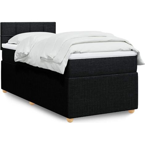 Boxspringbett mit Matratze Schwarz 100x200 cm Stoff