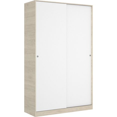 DEKIT - Armario 2 puertas corredera Plus 120 color Natural / Blanco Brillo 204x120x50 cm modelo SLIDE (1/10)