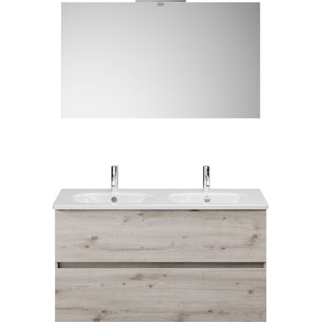 Burg Rocio Badmöbelset SGYR120 TxBxH 465x1205x2000, Eiche Dekor Silber
