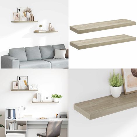 Schweberegale 2 Stk. Eiche-Optik 80x23,5x3,8 cm MDF - Schweberegale - Wandregale - Regalset - Eichenholz Optik - Wohnwandgestaltung - Home & Living (1/5)