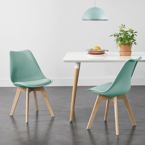 Juego de 2 sillas de comedor Fläten estilo escandinavo 82x49x54cm cuero sintético - Verde menta [en.casa] (1/5)