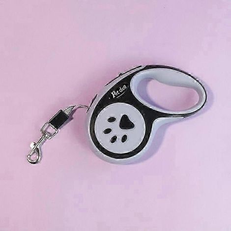 Laisse rétractable pour animaux de compagnie avec verrouillage automatique à un bouton, 5 m, en nylon, pour chiens de petite et moyenne taille, chiots et chats. (1/4)