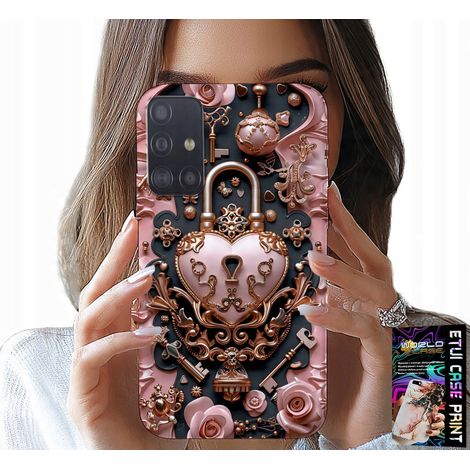 Hülle für Samsung Galaxy A51 – feminine, modische Muster, Herz-Rosen-Vorhängeschloss (1/5)