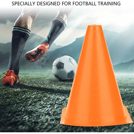 Lot de 6 cônes d'entraînement de football de 18 cm avec porte-marqueurs en plastique (orange) (1/5)