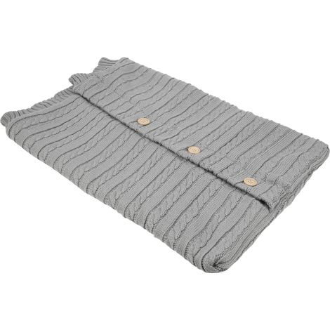 Couverture d'emmaillotage pour bébé, idéale pour l'hiver et les poussettes. Sac de couchage chaud pour nouveau-né, gris clair. (1/5)