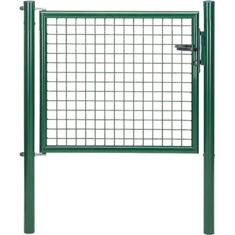 Wellengitter-Einzeltor, grün 1000x750x60, incl.Pfosten Ø60 (1/4)