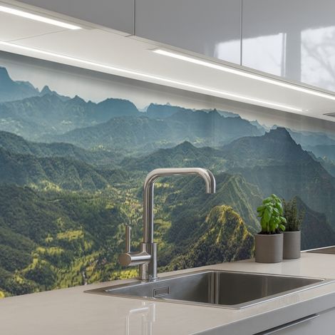 Kitchen Splashback Landscape - Valley - Green 400x60 cm (1/5)
