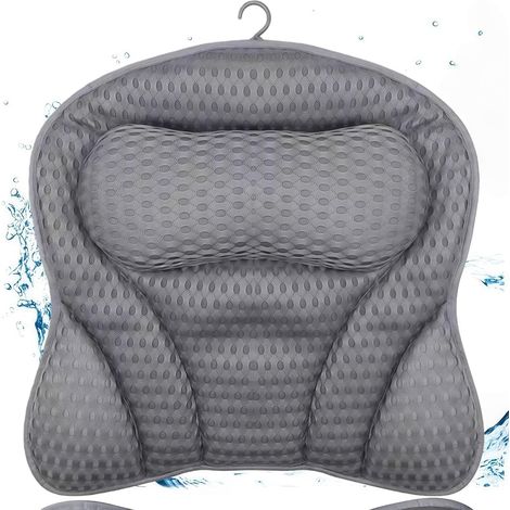 Badewannenkissen 4D Mesh 6 Saugnäpfe Ergonomisch gris Spa (1/5)