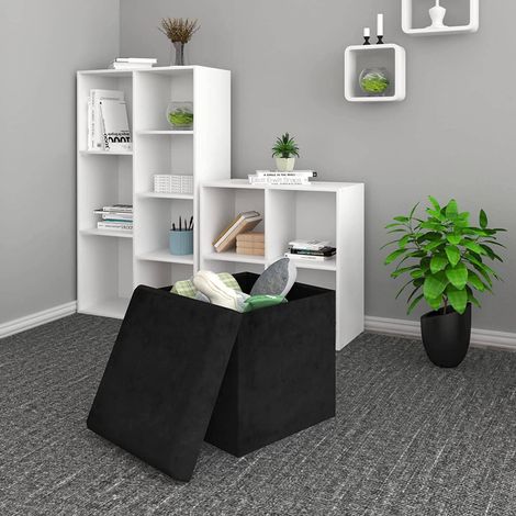 WOLTU 2er-Set Sitzhocker SH69 mit Stauraum aus Samt, 37,5x37,5x38CM(LxBxH) schwarz (1/4)