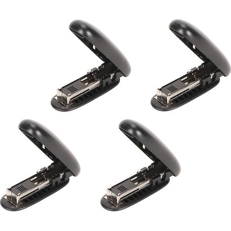 Mini agrafeuse de bureau pliable noire - Lot de 4 agrafeuses multifonctions, capacité de 2 à 15 feuilles, pour le bureau et l'école (1/4)