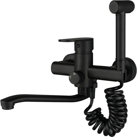 Robinet De Cuisine Montage Mural,Alimentaire Avec Pistolet Et 2 Types De Jet D'eau évier Mitigeur Mural Pivotant à 360° Robinetterie (25CM) (1/5)