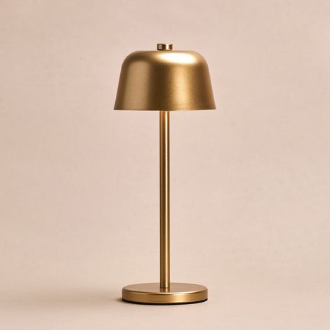 Lampe de Table Rechargeable Sans Fil LED Tactile Intensité Variable Métal Doré IP54 - PANGIVO