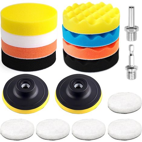 Lot de 17 tampons de polissage de 125 mm - Kit de polissage pour meuleuse d'angle - Éponge de polissage pour polisseuse de voiture (125 mm - Lot de 17) (1/5)