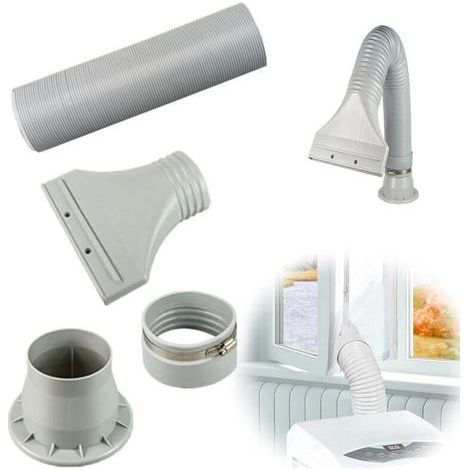 Kit de instalación para aire acondicionado portátil con conducto de escape ajustable (Ø 105 mm, longitud 0,7–1,7 m), compatible con aires acondicionados y campanas extractoras de cocina. (1/5)